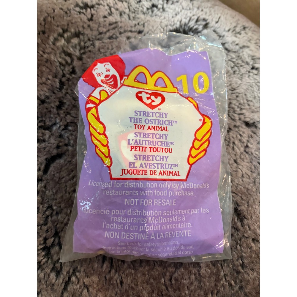 Ty Teenie Beanie Baby Stretchy Ostrich 10 McDonalds Happy Meal Toy 1999 Sealed